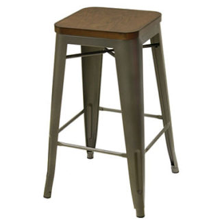 Barstool - Walnut Wooden Top w/ Charcoal Gray Metal Base