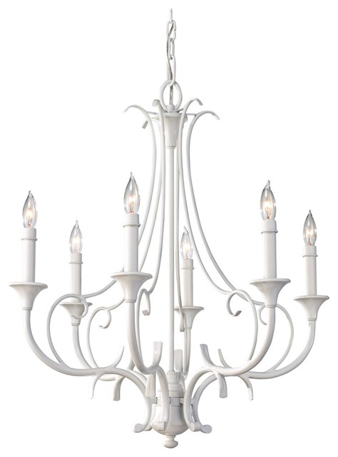 9-Light White Iron Chandelier