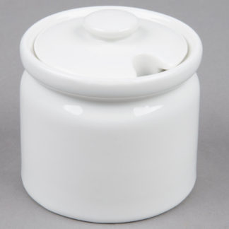 White Porcelain Sugar Bowl with Lid - 7 oz