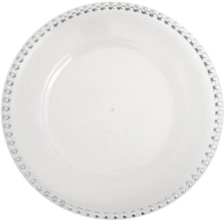 Acrylic Charger - Clear w/Silver Beaded Trim - 12in (packs of 10)
