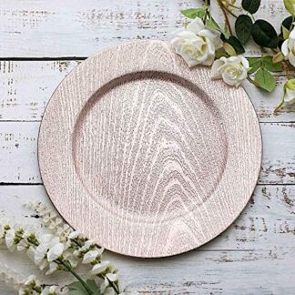 Acrylic Charger - Blush/Rose Gold Embossed Wood Grain - 13in (packs of 10)