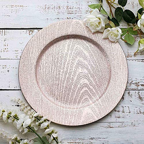 Acrylic Charger - Blush/Rose Gold Embossed Wood Grain - 13in (packs of 10)