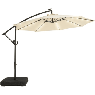 Umbrella with Base and Solar Lights - 10ft