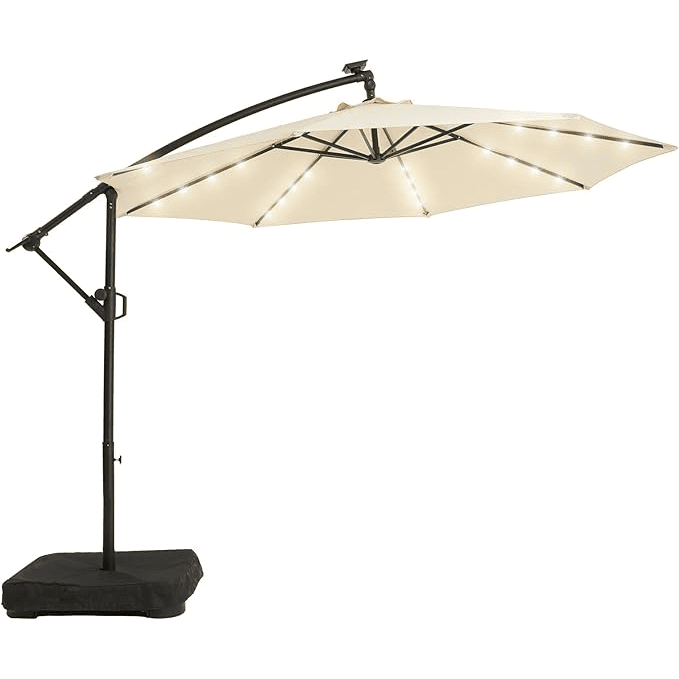 Umbrella with Base and Solar Lights - 10ft